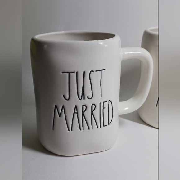 Rae Dunn Just Married Coffee Mugs by Magenta (Bride Wife Groom Husband Wedding) - Picture 2 of 9